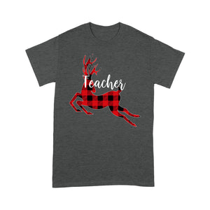 Christmas Reindeer Buffalo Plaid Teacher Funny Gift Tee Shirt Gift For Christmas