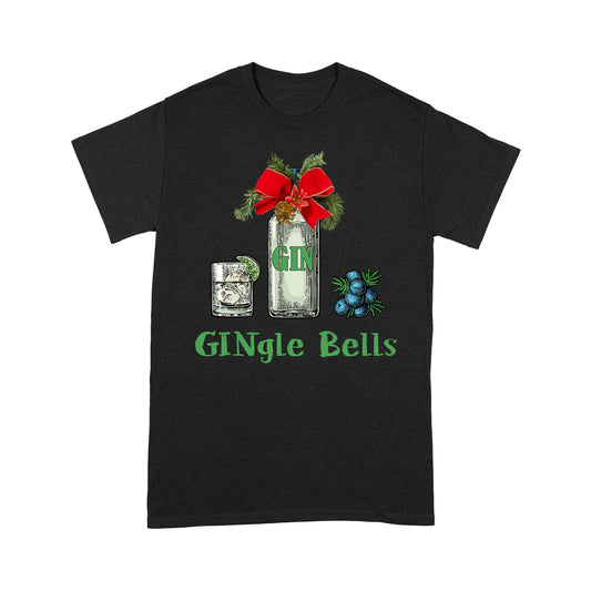 Gingle Bells Gin Alcohol Funny Jingle Bells Christmas  Tee Shirt Gift For Christmas