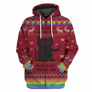3D Ugly Christmas I Am Small And Sensitive But Also Fight Me Custom Hoodie Apparel