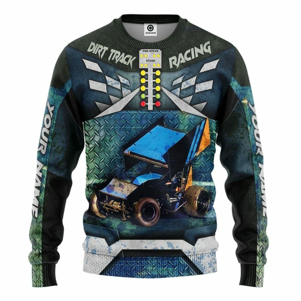 3D Dirt Track Racing Custom Name Tshirt Hoodie Apparel