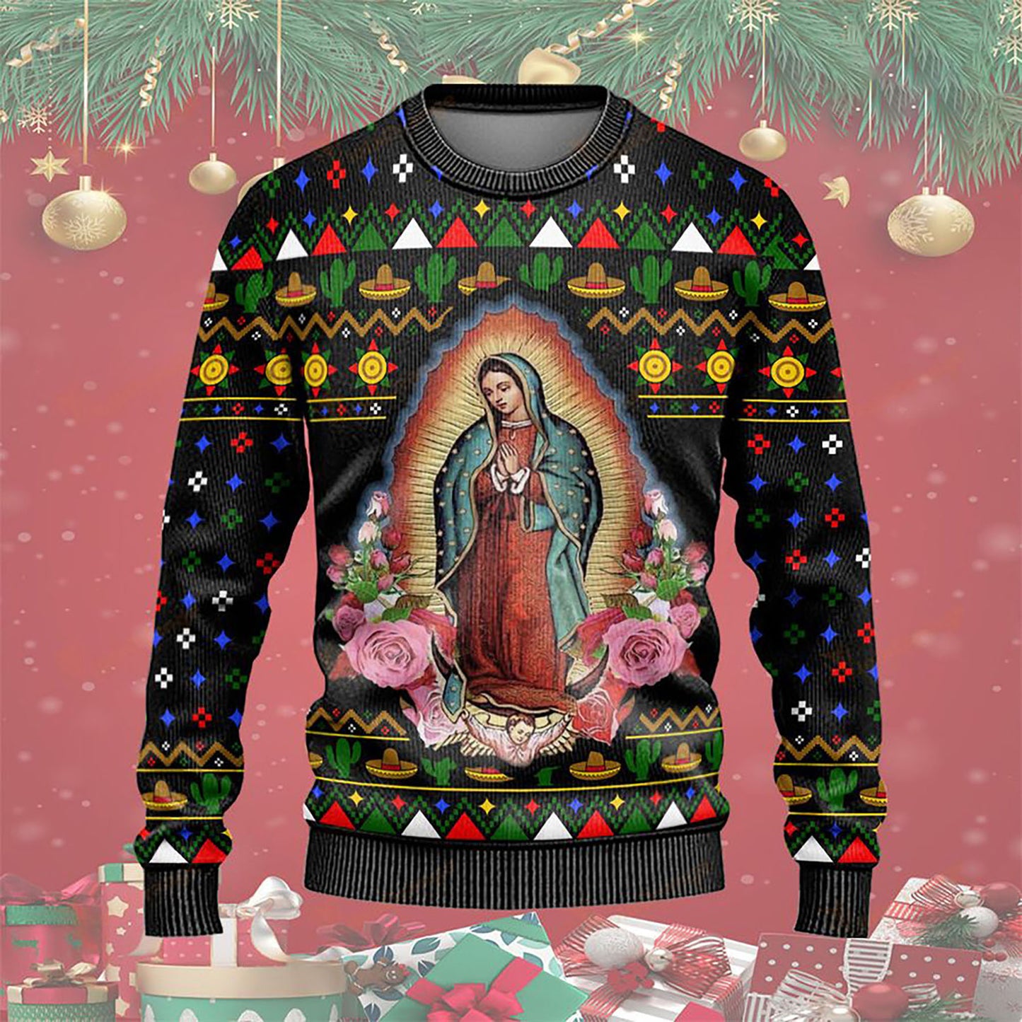 Christmas Mexico Our Lady of Guadalupe Ugly Sweater, Christmas Gift, Gift Christmas 2024