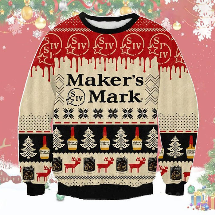 Makers Mark Ugly Sweater Beer Drinking, Christmas Ugly Sweater, Christmas Gift, Gift Christmas 2024