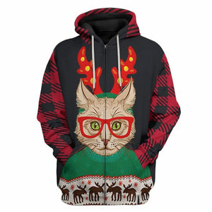 3D Christmas Cat Custom Tshirt Hoodie Apparel