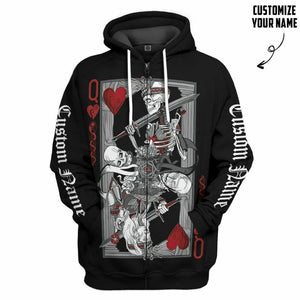 3D Skull His Queen Custom Tshirt Hoodie Apparel