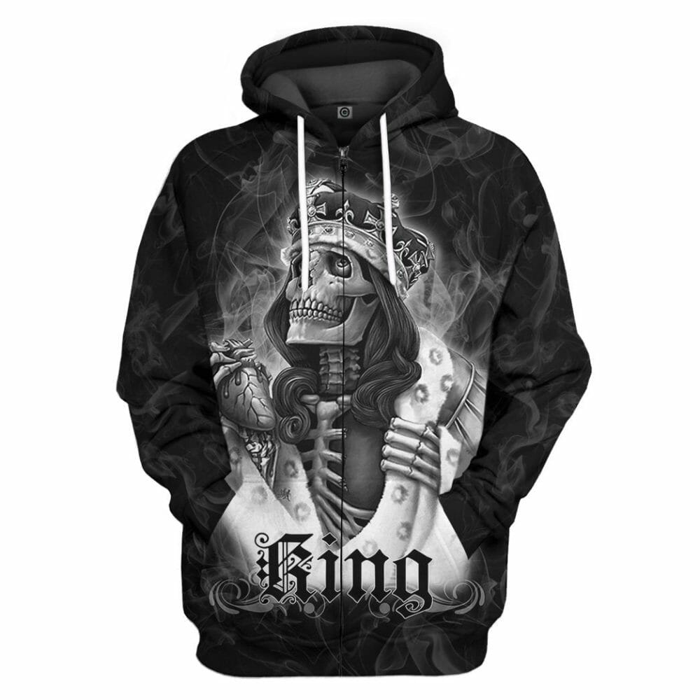 3D Skull a Rí Saincheaptha Tshirt Éadaí Cochaillín
