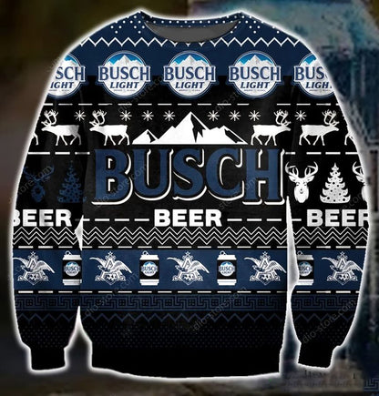 Dark Busch Beer Pattern 3D Christmas Ugly Sweater, Christmas Ugly Sweater, Christmas Gift, Gift Christmas 2024