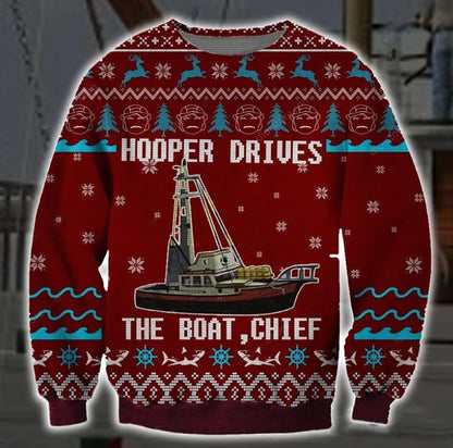 Hooper Drives Symbol 3D Christmas Ugly Sweater, Christmas Ugly Sweater, Christmas Gift, Gift Christmas 2024