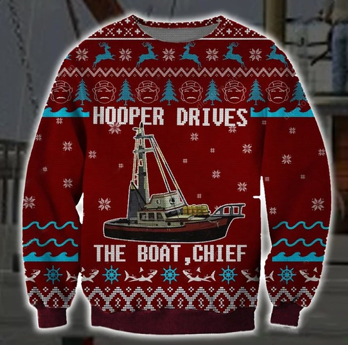 Hooper Drives Symbol 3D Christmas Ugly Sweater, Christmas Ugly Sweater, Christmas Gift, Gift Christmas 2024