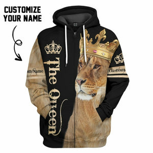 3D Lion Queen Custom Name Tshirt Hoodie Apparel