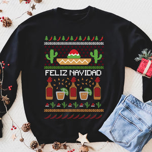 Feliz Navidad Mexican Ugly Christmas Sweater Funny Xmas Sweatshirt Gift Idea - Funny sweatshirt gifts christmas ugly sweater for men and women