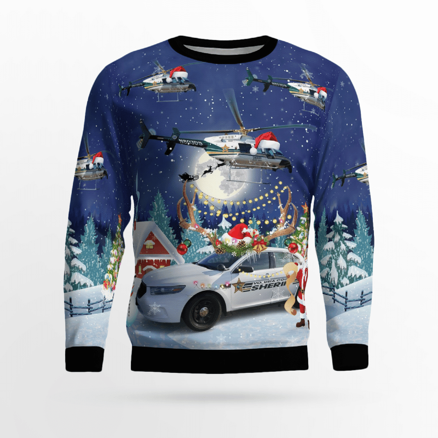 Volusia County Sheriff Bell 407 & Ford Police Sweater, Christmas Ugly Sweater, Christmas Gift, Gift Christmas 2024