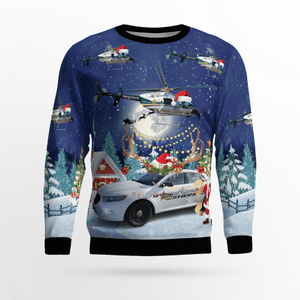 Volusia County Sheriff Bell 407 & Ford Police Sweater, Christmas Ugly Sweater, Christmas Gift, Gift Christmas 2022