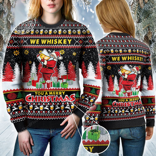We Whiskey You A Merry Christmas Ugly Christmas Sweater, Christmas Ugly Sweater, Christmas Gift, Gift Christmas 2024