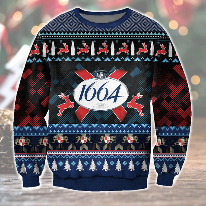 1664 White Beer Ugly Sweater Christmas, Christmas Ugly Sweater, Christmas Gift, Gift Christmas 2022
