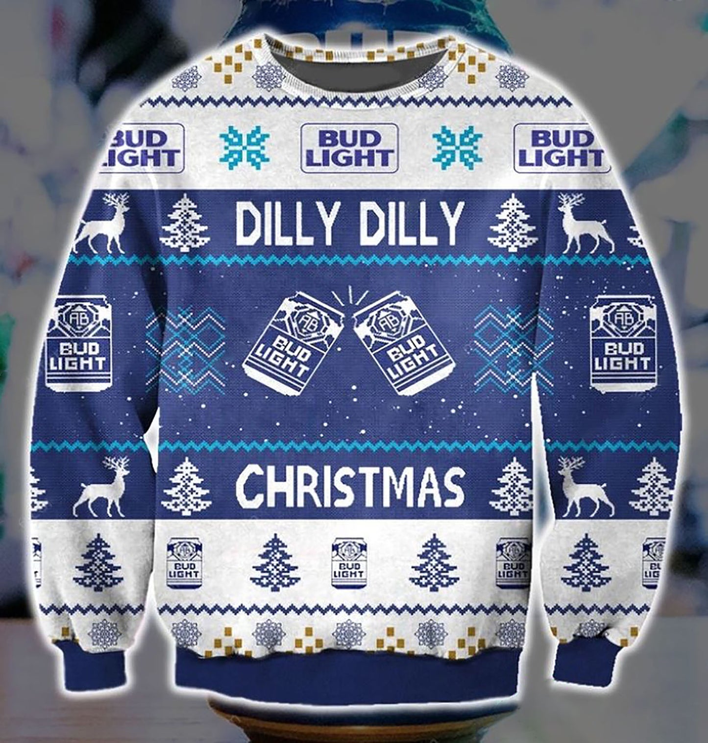 Dilly Dilly Bud Light Pattern 3D Christmas Sweater, Christmas Ugly Sweater, Christmas Gift, Gift Christmas 2024