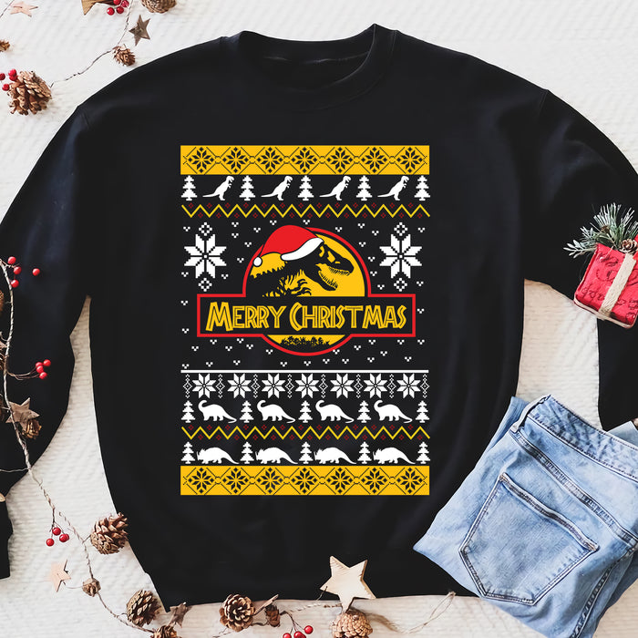 Inspired Funny The World of Dinosaur Park Ugly Christmas Sweater Jumper Xmas - Funny sweatshirt gifts christmas ugly sweater for men and women
