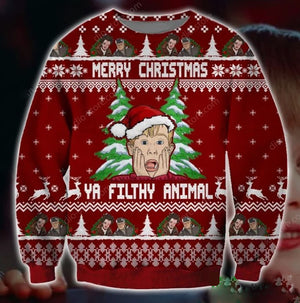 Ya Filthy Animal Symbol 3D Christmas Ugly Sweater, Christmas Ugly Sweater, Christmas Gift, Gift Christmas 2024