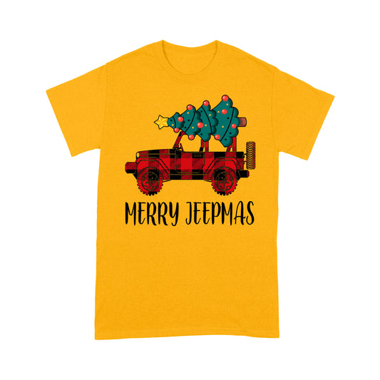 Merry Jeepmas Buffalo Plaid Pattern Jeep Greannmhar Nollag Tee Shirt Bronntanais Don Nollaig