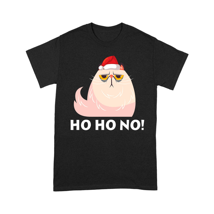Funny Christmas Outfit - Ho Ho No Angry Funny Cat Tee Shirt Gift For Christmas