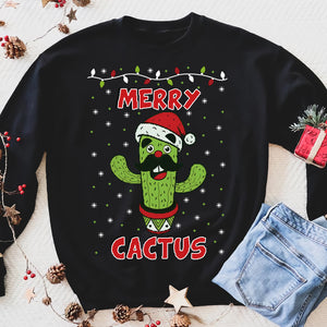Merry Cactus Funny Ugly Christmas Sweater Merry Xmas Sweatshirt Gift Idea - Funny sweatshirt gifts christmas ugly sweater for men and women