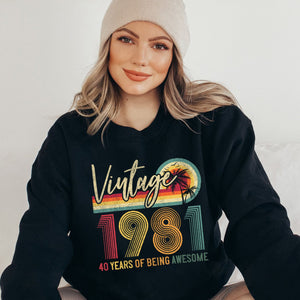 1981 Birthday Year Number Sweatshirt For Women, 1981 Birthday Gift Idea For Her, Womens 1981 Shirt, Custom Year Shirt