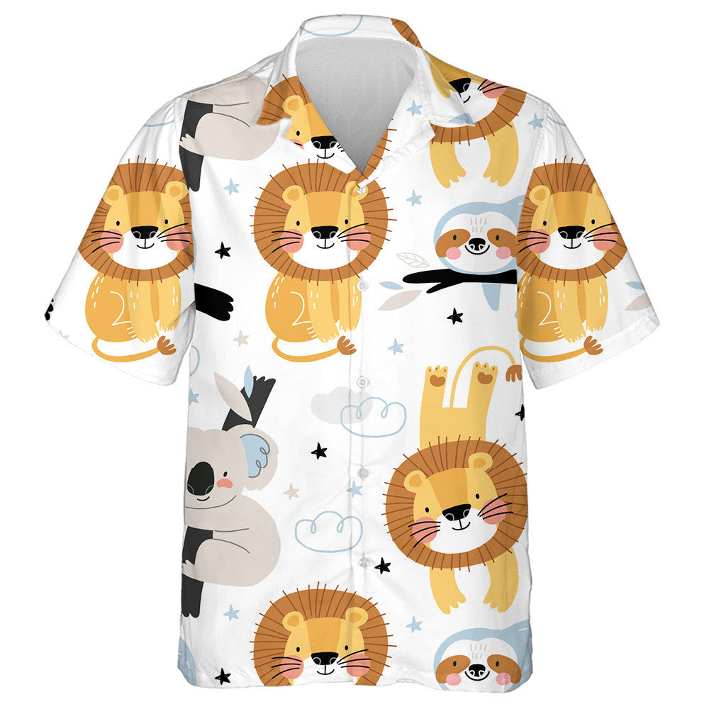 Sloth Lion And Koala In Scandinavian Style Hawaiian Shirt, Hawaiian Shirt Gift, Christmas Gift