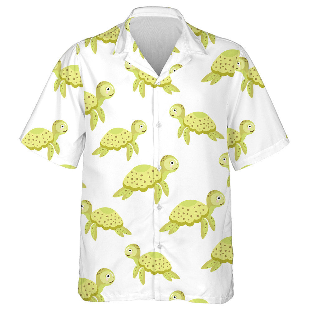 Lime Funny Turtles Isolated On White Background Hawaiian Shirt, Hawaiian Shirt Gift, Christmas Gift
