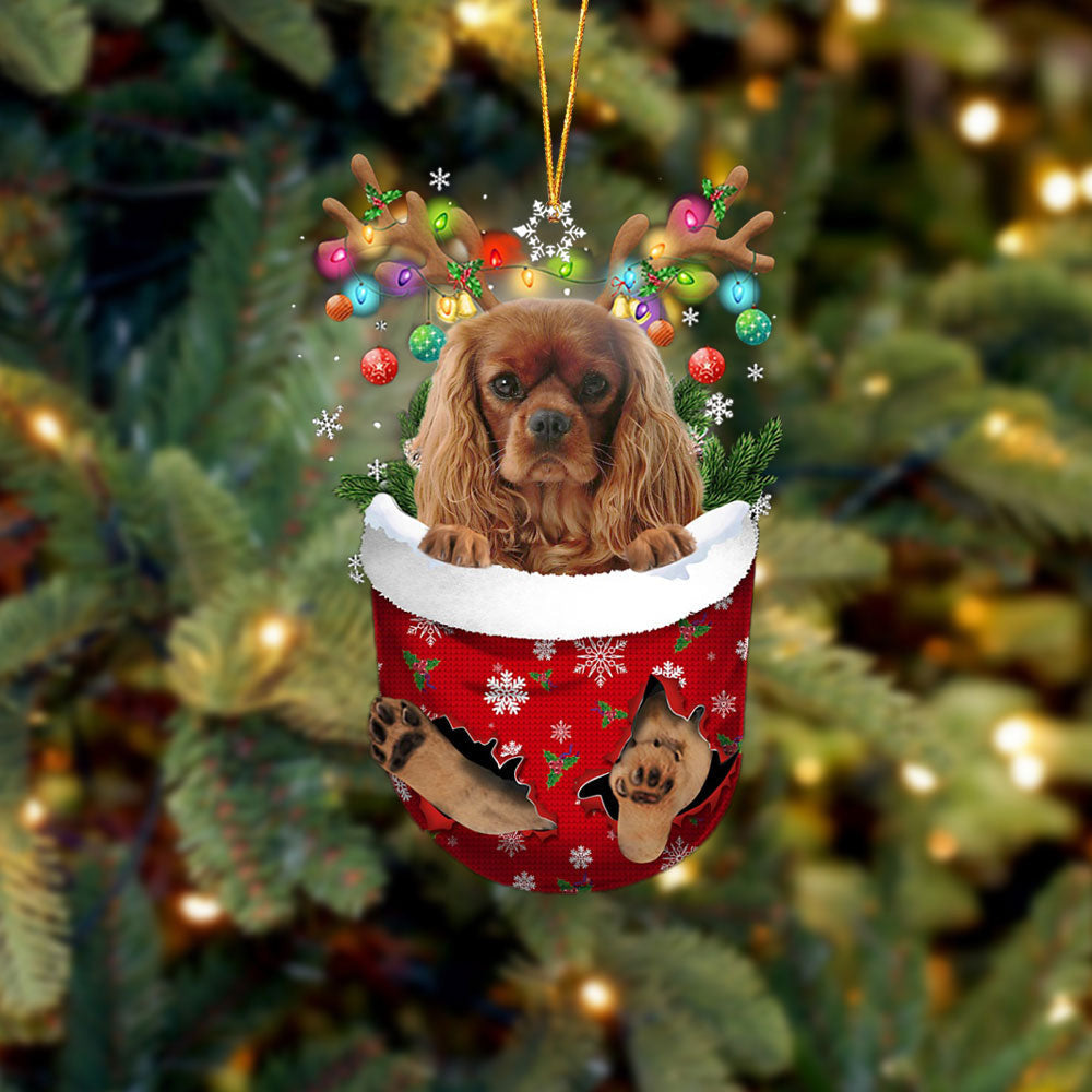 Cavalier King Charles Spaniel 4 In Snow Pocket Christmas Ornament Flat Acrylic Dog Ornament, Christmas Shape Ornament, Happy Christmas Ornament, Happy Christmas Ornament, Christmas Gift, Christmas Decoration