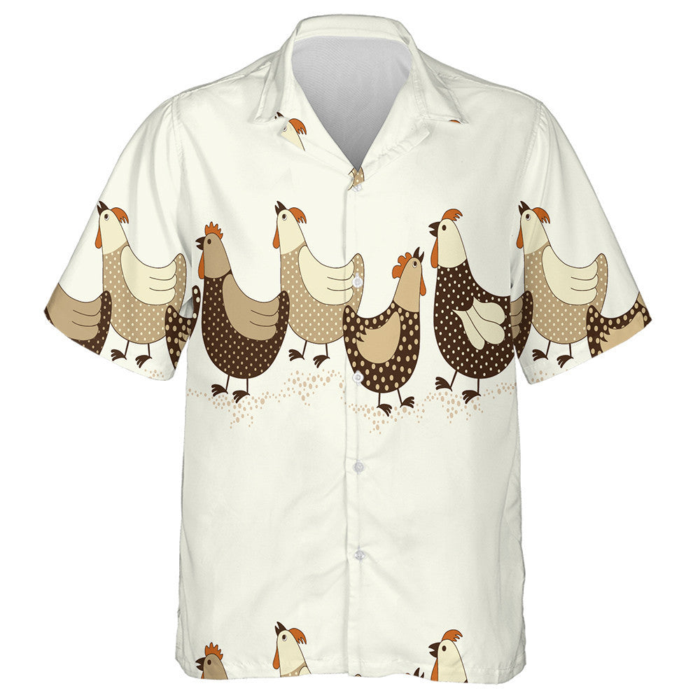 Funny Brown Chicken On White Background Hawaiian Shirt,Hawaiian Shirt Gift, Christmas Gift