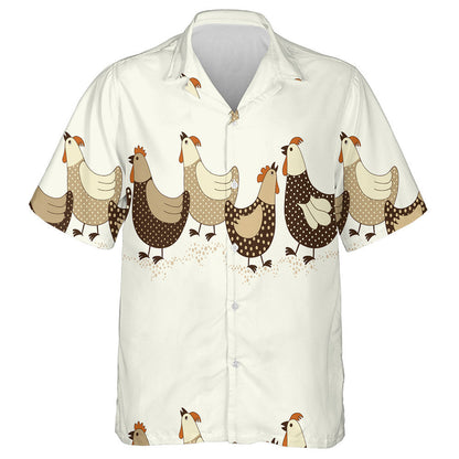 Funny Brown Chicken On White Background Hawaiian Shirt,Hawaiian Shirt Gift, Christmas Gift