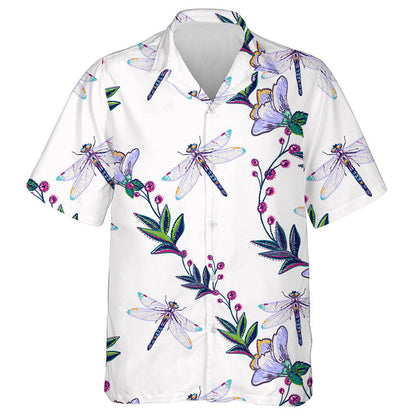 Simple Bright Flying Dragonfly And Branch Hawaiian Shirt,Hawaiian Shirt Gift, Christmas Gift