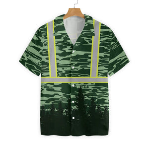 Arborist Safety Green Pattern With Grey Line Hawaiian Shirt, Hawaiian Shirt Gift, Christmas Gift