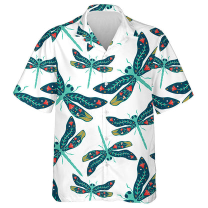 Simple Bright Flying Dragonfly Blue And Turquoise Hawaiian Shirt, Hawaiian Shirt Gift, Christmas Gift