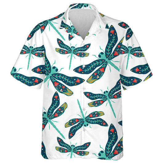 Simple Bright Flying Dragonfly Blue And Turquoise Hawaiian Shirt, Hawaiian Shirt Gift, Christmas Gift
