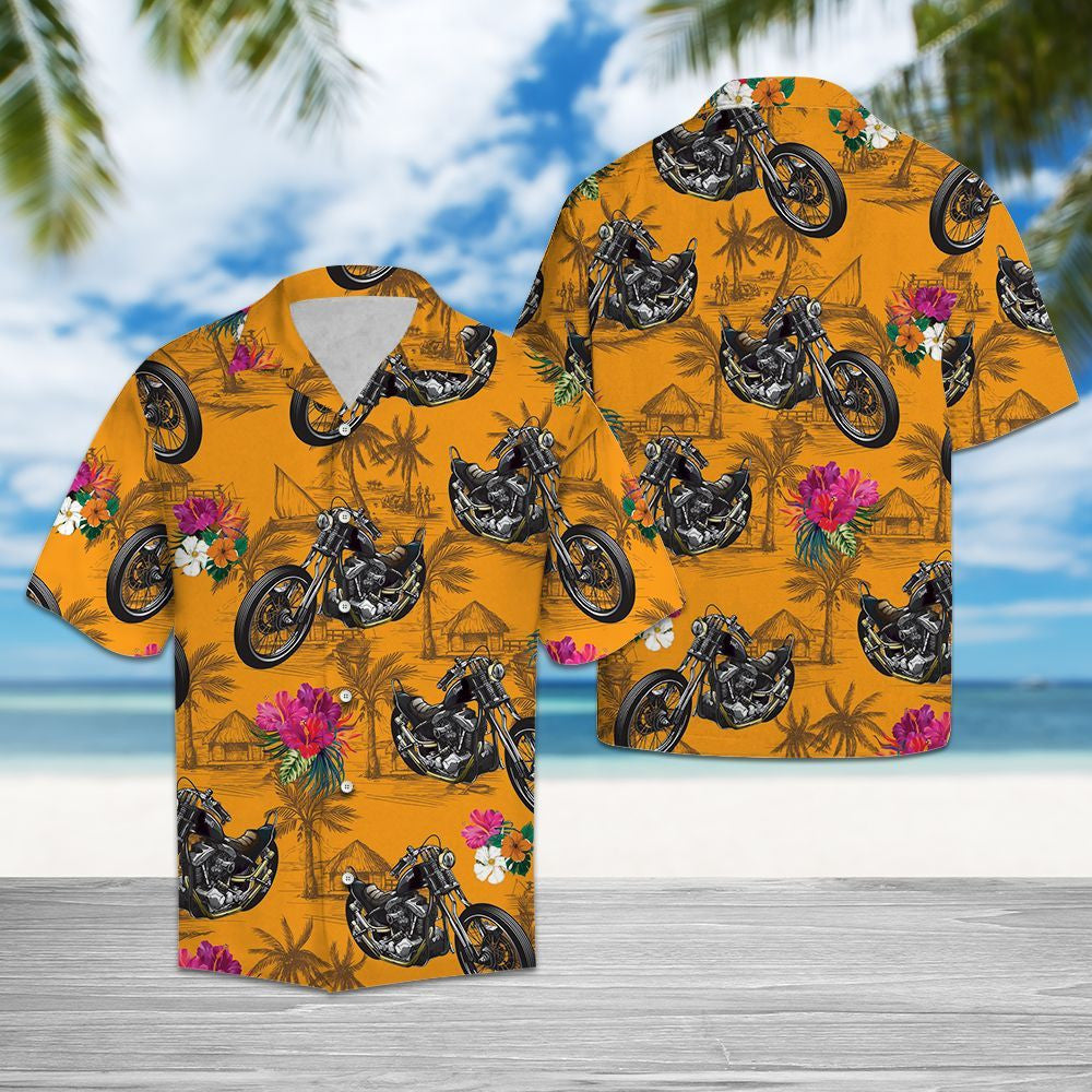 Motor Tropical Flowers With Yellow Theme Hawaiian Shirt,Hawaiian Shirt Gift, Christmas Gift