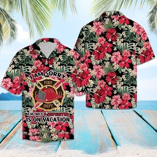 Firefighter On Vacation Hawaiian Shirt Summer_ Hawaiian Shirt Gift, Christmas Gift