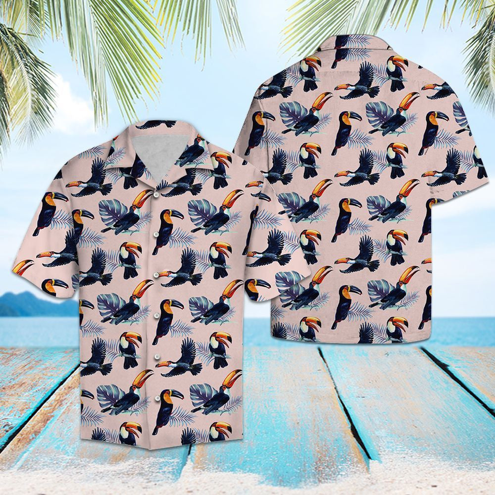 Awesome Toucan Group On Monstera Branch Pattern Hawaiian Shirt, Hawaiian Shirt Gift, Christmas Gift