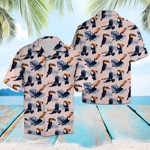 Awesome Toucan Group On Monstera Branch Pattern Hawaiian Shirt, Hawaiian Shirt Gift, Christmas Gift