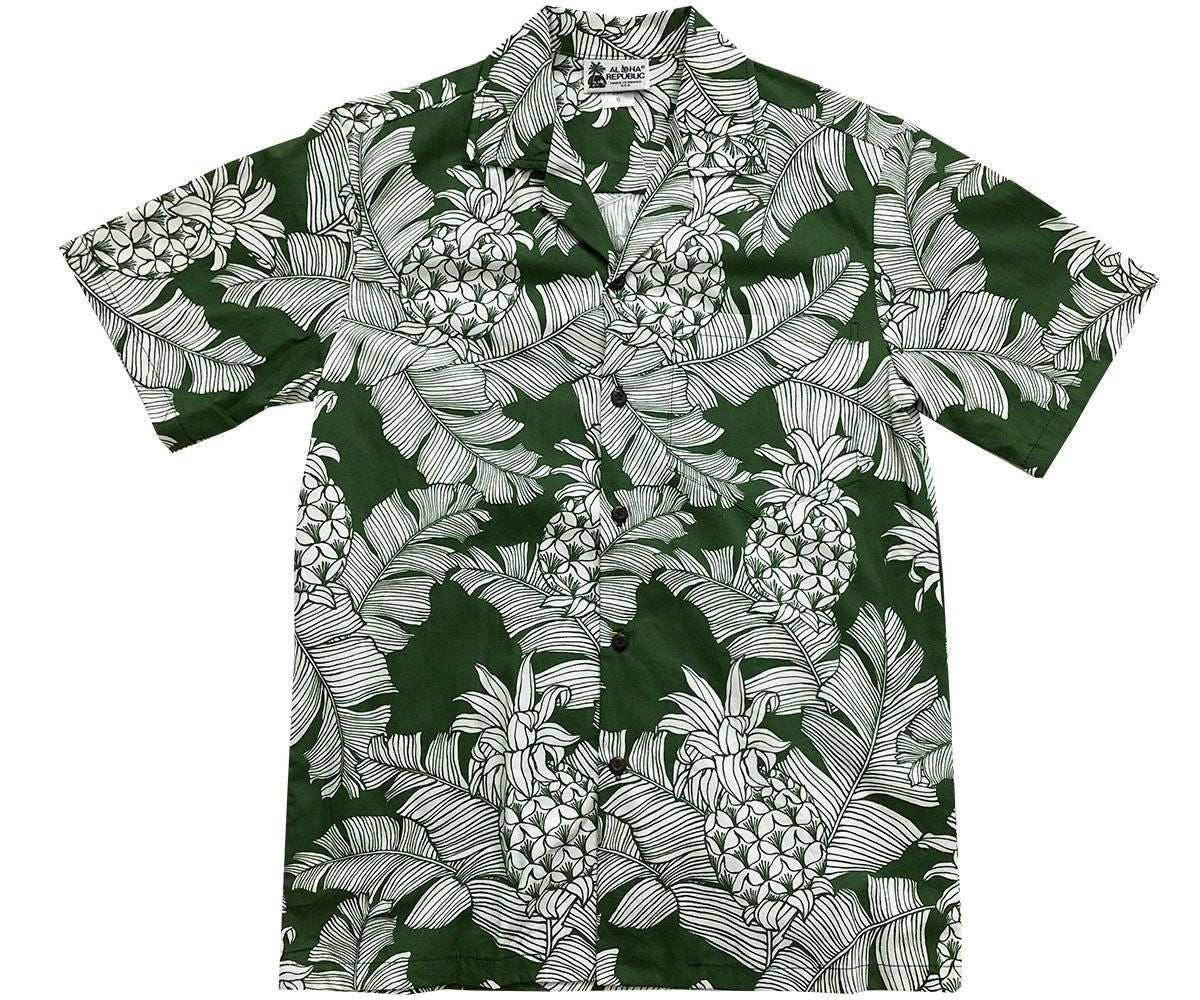 Pineapple Days Green Hawaiian Aloha Shirt Hawaiian Shorts Beach Short Sleeve, Hawaiian Shirt Gift, Christmas Gift