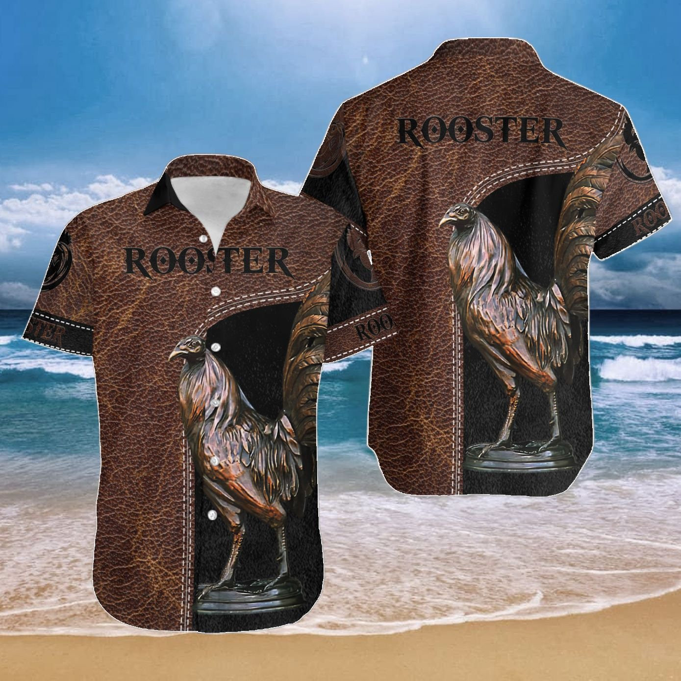 Chicken Camouflage Hawaiian Shirt Rooster Brown And Black Design, Hawaiian Shirt Gift, Christmas Gift