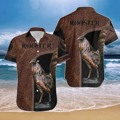 Chicken Camouflage Hawaiian Shirt Rooster Brown And Black Design, Hawaiian Shirt Gift, Christmas Gift