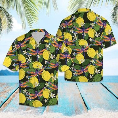 Dragonfly Lemons Hawaiian Shirt Summer_Hawaiian Shirt Gift, Christmas Gift