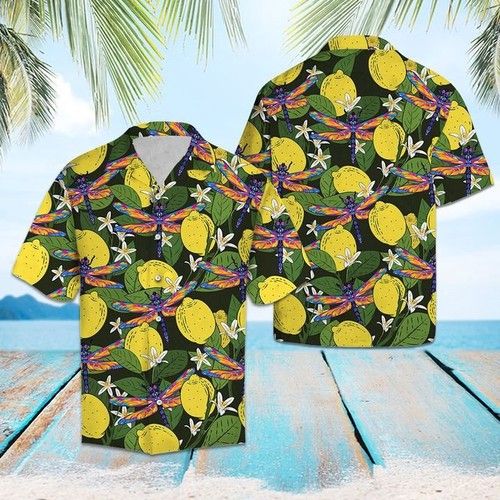 Dragonfly Lemons Hawaiian Shirt Summer_Hawaiian Shirt Gift, Christmas Gift