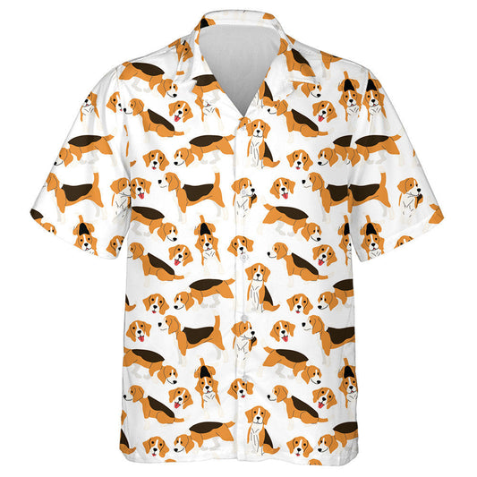 Hand Draw Beagle In Poses And Action Hawaiian Shirt, Hawaiian Shirt Gift, Christmas Gift