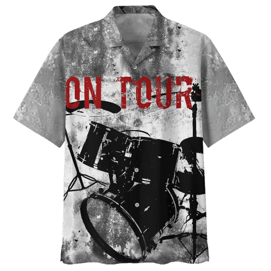 On Tour Drum Background Design Hawaiian Shirt,Hawaiian Shirt Gift, Christmas Gift
