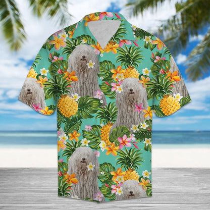 Tropical Pineapple Puli Vintage Style Hawaiian Shirt,Hawaiian Shirt Gift, Christmas Gift