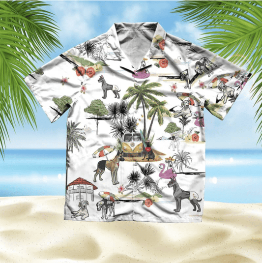 Great Dane Beach Style Pretty Ornamental Hawaiian Shirt,Hawaiian Shirt Gift, Christmas Gift
