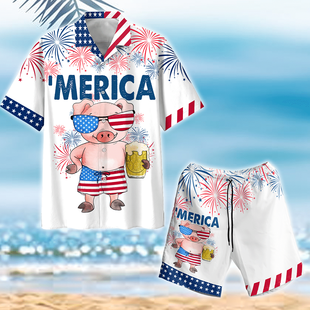 Dearadh Gleoite Merica Pink Muc Léine Haváís, Bronntanas Léine Haváí, Bronntanas Nollag