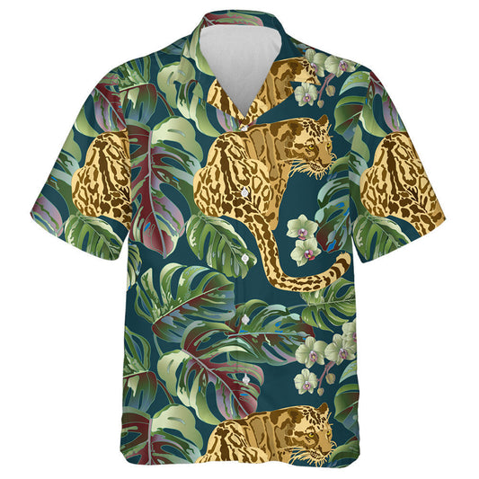 Liopard Teibí Nua-Aimseartha le Duilleoga Monstera Agus Magairlín Léine Haváís, Bronntanas Léine Haváís, Bronntanas Nollag