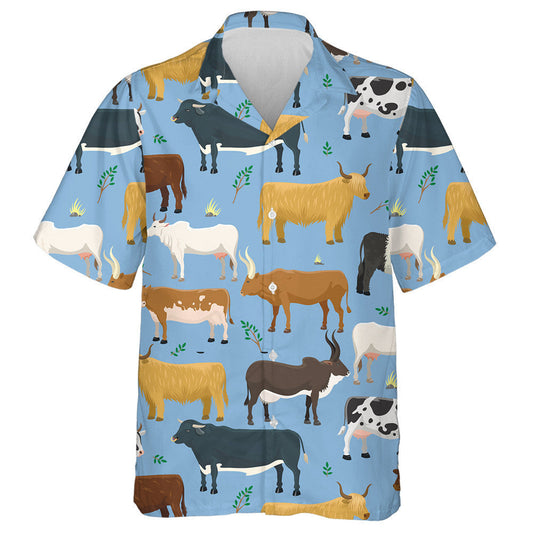 Tairbh Agus Ba Eallaigh Feirme Ainmhithe Léine Haváís, haváís le haghaidh bronntanais